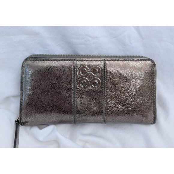 Coach Metallic Shimmery Leather Full Size Zip Around Accordion Wallet - Picture 1 of 12